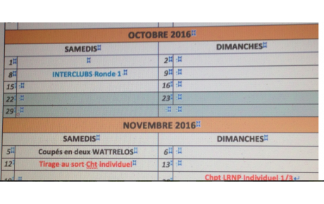 Calendrier 2016-2017